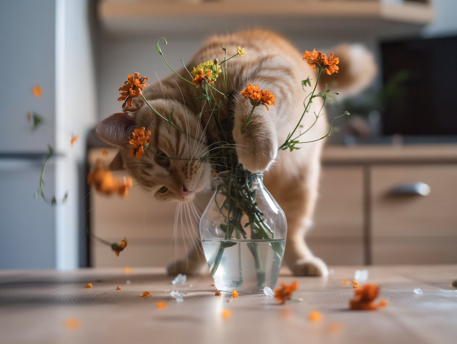 cats and vase