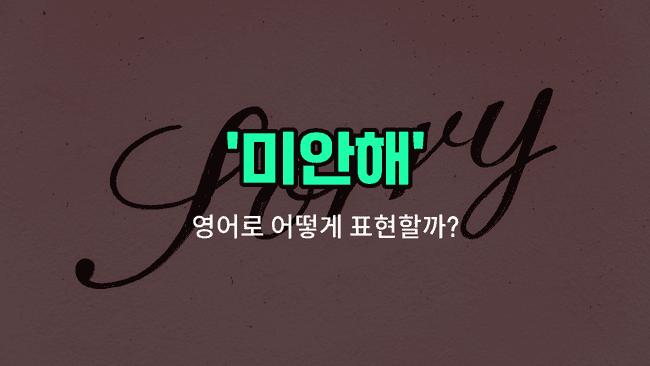 'sorry' 영어표현